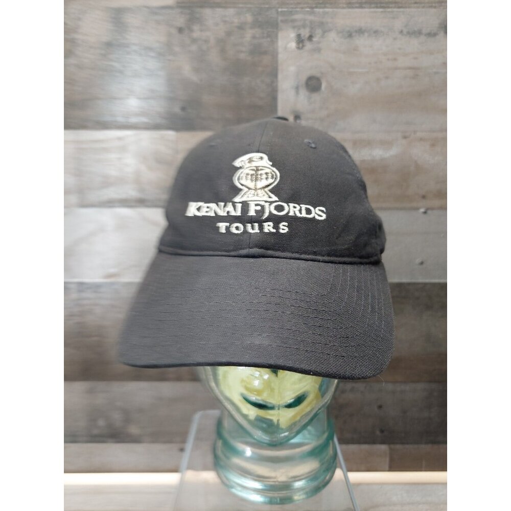 Kenai Fjords Tour Black With White Logo Hook N Loop Hat